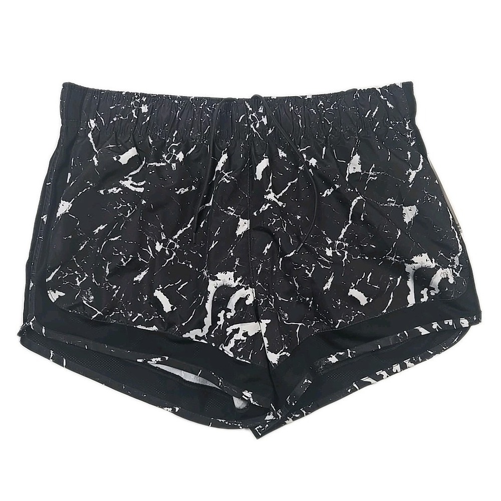Womens Leg3nd Running Shorts XL Black Marble Print Drawstring Elastic Waist New